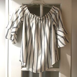 Off shoulder Black and White Blouse